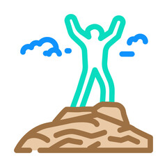 mountaineer on the top adventure color icon vector. mountaineer on the top adventure sign. isolated symbol illustration