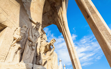 Detail of Sagrada Familia interior in Barcelona
