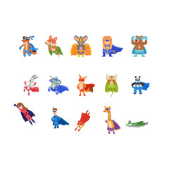 Super Hero animals in colorful superhero costumes, funny children characters cartoon vector Illustration.