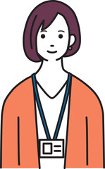 社員証をつけたシンプルな女性のイラスト

