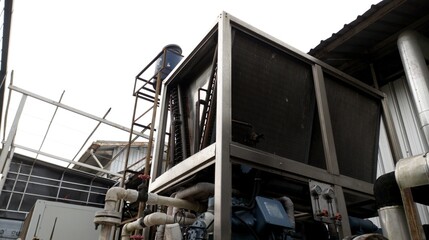 HVAC chiller unit building on the industrial farm.
