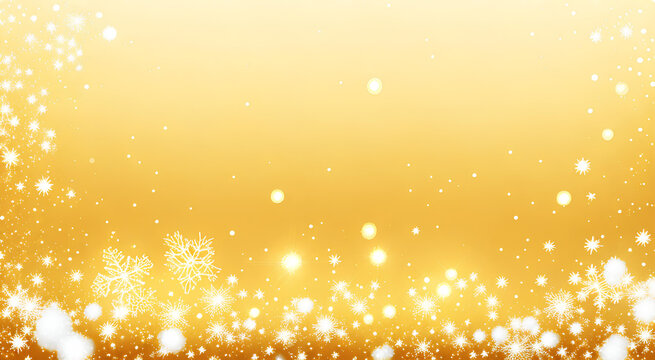 Golden background with snowflakes, winter banner for Christmas and new year, festive, decorative banner with a place to copy paste