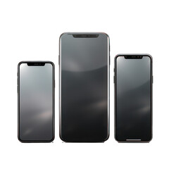 Set of smartphones with different sizes and styles isolated on white created with Generative AI