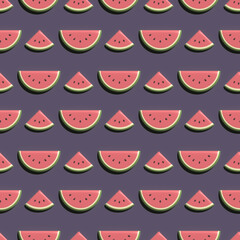 Seamless pattern water melon fruit in 3D