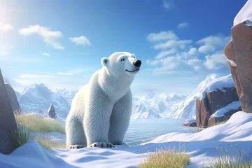 Poster Polar bear on the ice, polar bear artwork. illustration. Generative AI. © Fahad