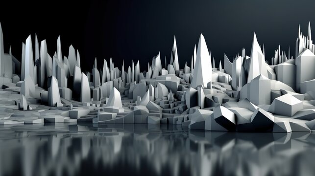 Fondo 3d con elementos abstractos. Generado por IA.