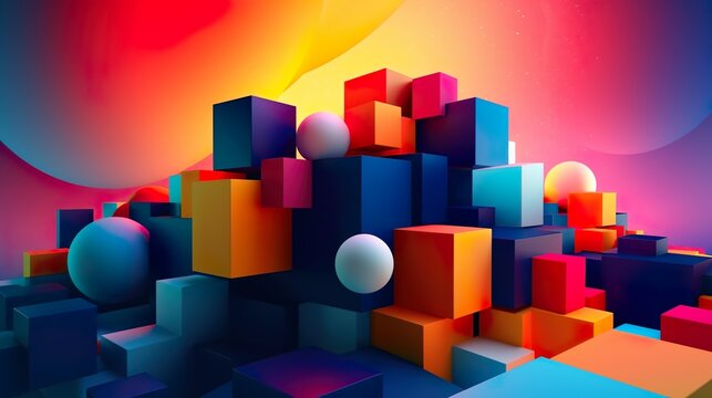 Fondo geom&eacute;trico abstracto en 3d. Generado por IA.