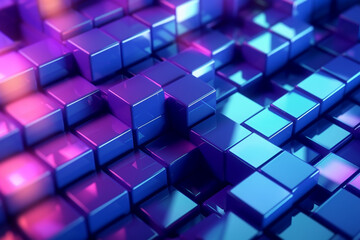 3d illustration of abstract geometric background with cubes in blue and pink