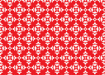 Vector. Seamless elegant damask pattern. Red and white