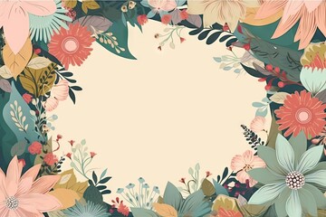 Vintage Floral Design with Watercolor Flowers. Wedding Card Template. Generative AI illustrations