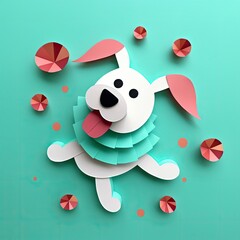 Naklejka premium colorful, funny animals running, simple paper cut animation for kids-art