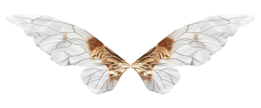 A marble butterfly wings isolated on transparent background - Generative AI
