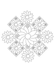 Simple Mandala Zentangle Coloring Book Page Circle Vector Clipart Floral Flower Oriental Oriental Pattern Illustration Indian Meditation Decorative