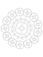 Simple Mandala Zentangle Coloring Book Page Circle Vector Clipart Floral Flower Oriental Oriental Pattern Illustration Indian Meditation Decorative