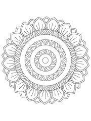 Simple Mandala Zentangle Coloring Book Page Circle Vector Clipart Floral Flower Oriental Oriental Pattern Illustration Indian Meditation Decorative