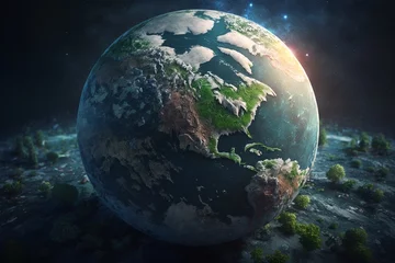 Photo sur Plexiglas Pleine Lune arbre Earth at the beginning of its creation, Generative AI