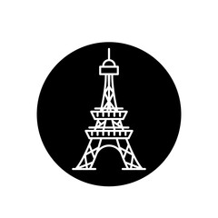 Line art of Eiffel tower symbol, round eiffel tower icon