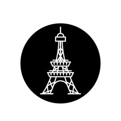 Line art of Eiffel tower symbol, round eiffel tower icon