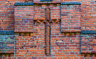 General view and architectural details of the Neo-Gothic Catholic Church of St. Joseph in Kobułty,...