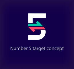 Creative number 5 arrow logo design. Unique colorful logistic corporate company logo. Company corporate vector.