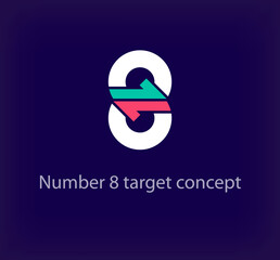 Creative number 8 arrow logo design. Unique colorful logistic corporate company logo. Company corporate vector.