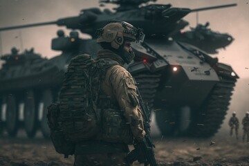 Army preparing for battle, Generative AI