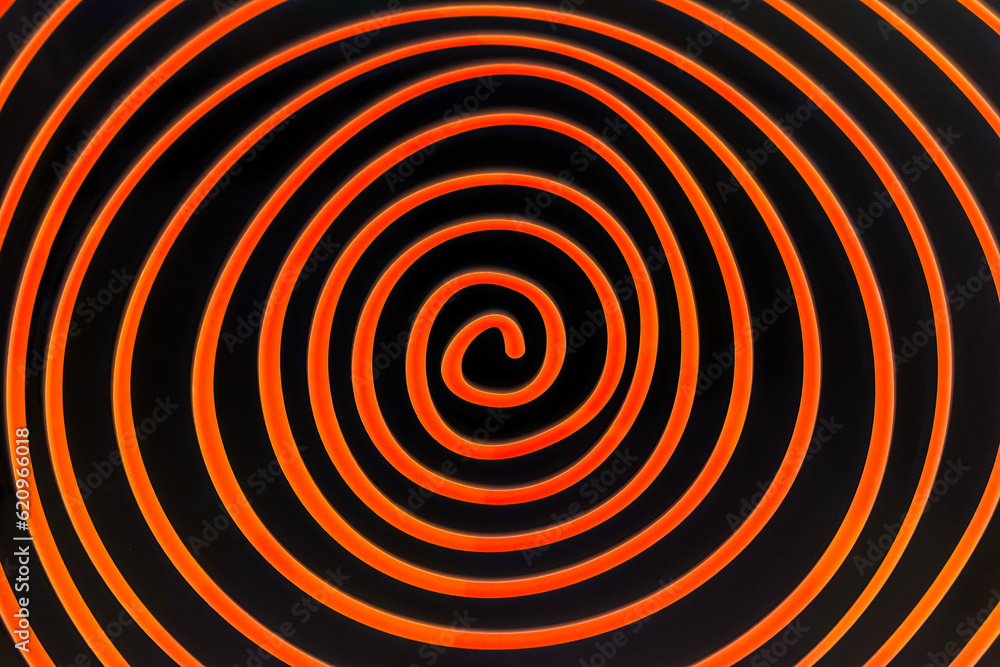 Poster simple orange spiral on dark background