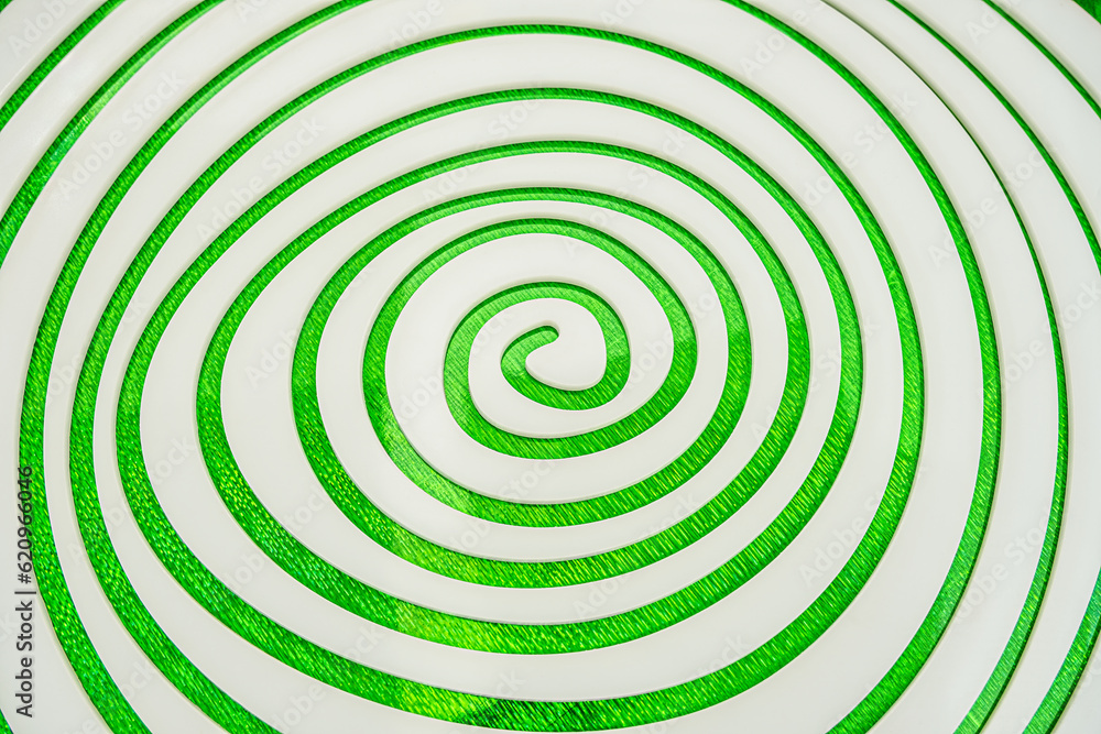 Wall mural simple white spiral on green sparkling background