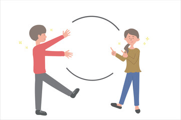 ポーズをとる男性と女性のイラスト