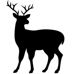 Deer icon vector illustration. Deer silhouette for icon, symbol or sign. Deer symbol for design about animal, wildlife, fauna, zoo, nature, hunt, winter and Christmas 