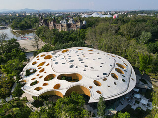 Drone view at the House of music at Budapest on Hungary