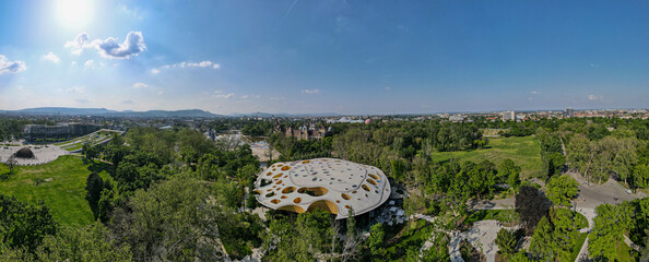 Drone view at the House of music at Budapest on Hungary