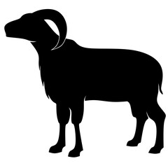 Ram icon vector illustration. Silhouette ram sheep icon for livestock, food, animal and eid al adha event. Graphic resource for qurban design in islam and muslim culture