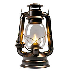 antique kerosene lantern on isolated transparent background
