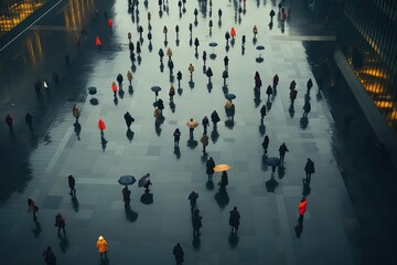 Aerial view of a street crowd, generative ai - obrazy, fototapety, plakaty