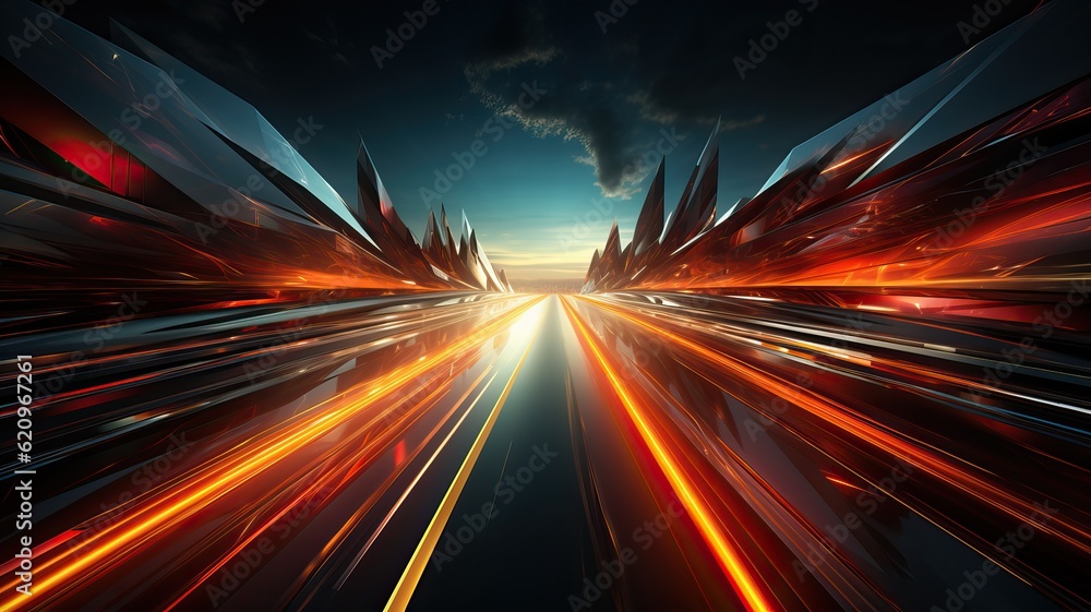 Wall mural high speed highway in a digital environment abstract background, generative ai