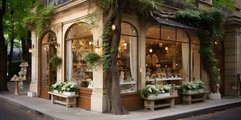 Fototapeta na wymiar Exclusive luxurious Parisian boutique, generative ai