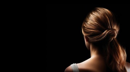 Banner Cosmetics Womans Hair Style Black Backdrop Generative AI