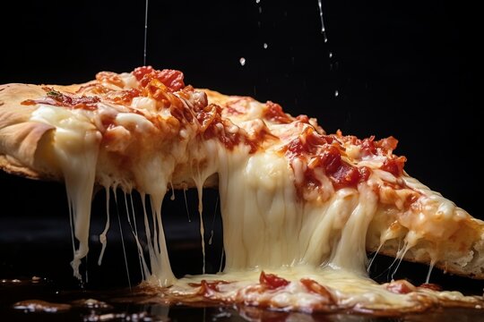 Irresistible Slice Fresh Pizza Pulled with Cheese. Generative AI