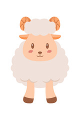 Cute sheep mascot cartoon illustration. Cute animal character for nursery, mascot, Eid al-adha element design