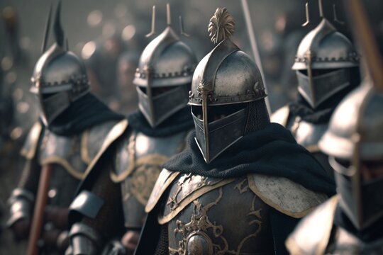 Medieval army preparing for battle, Generative AI