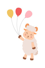 Cute sheep mascot cartoon illustration. Cute animal character for nursery, mascot, Eid al-adha element design