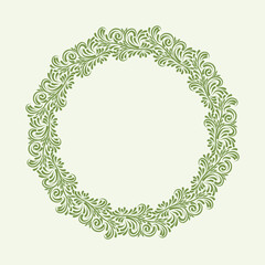Vector floral leaves frame with blank space, isolated