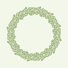 Vector floral leaves frame with blank space, isolated