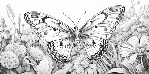 coloring book butterfly psychedelic mandala. IMAGE AI