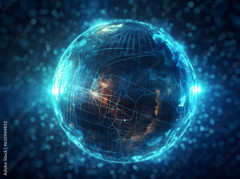 Aufkleber network map planet earth internet globe technology cyberspace connection global. generative ai.