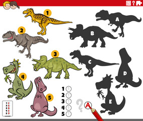 shadows game with comic prehistoric dinosaur characters