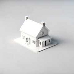 3D model a white house on white background, Ai Generative