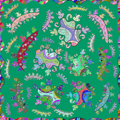 Seamless pattern on interesting elements on pleasant colors