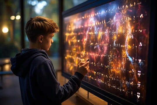 Close-up of a student solving a math problem on the whiteboard, School, Back to School Generative AI